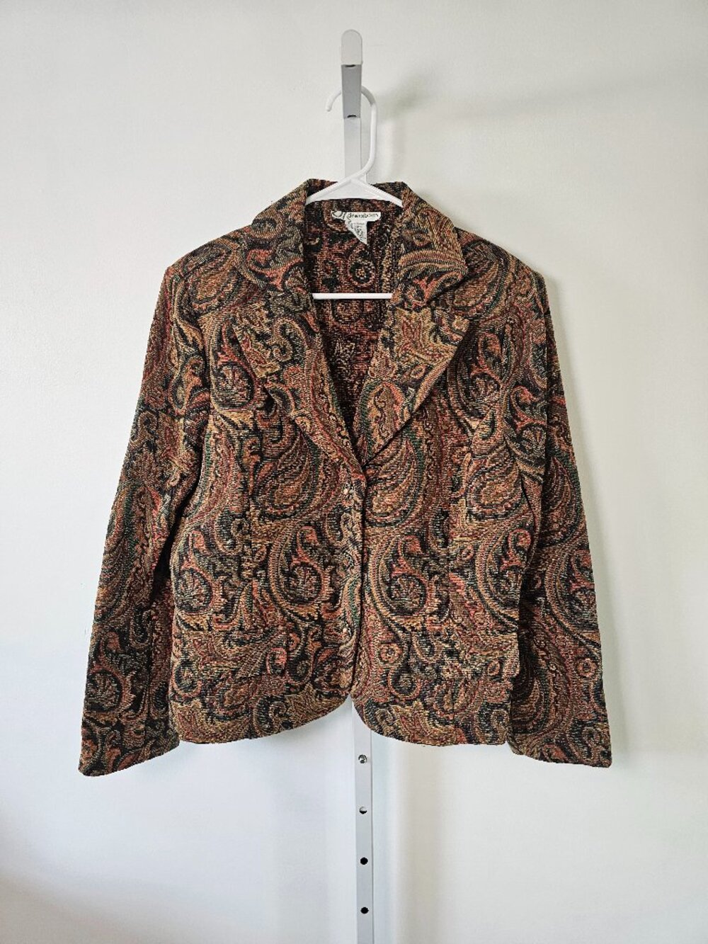 Dressbarn Jacket Blazer Orange Tapestry Boho Office Paisley L